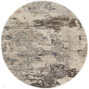 Celestial CES02 Modern Abstract Soft Durable Low Profile Short Pile Ivory/Grey Round Rug-Nourison-Rug Love - The Most Loved Rug Store